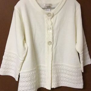 Womens large thick chenille cardigan. Cable knit details.